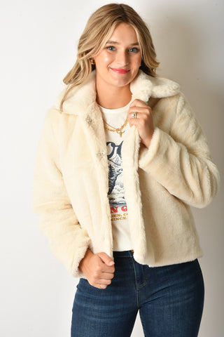 FAUX FUR SNAP JACKET