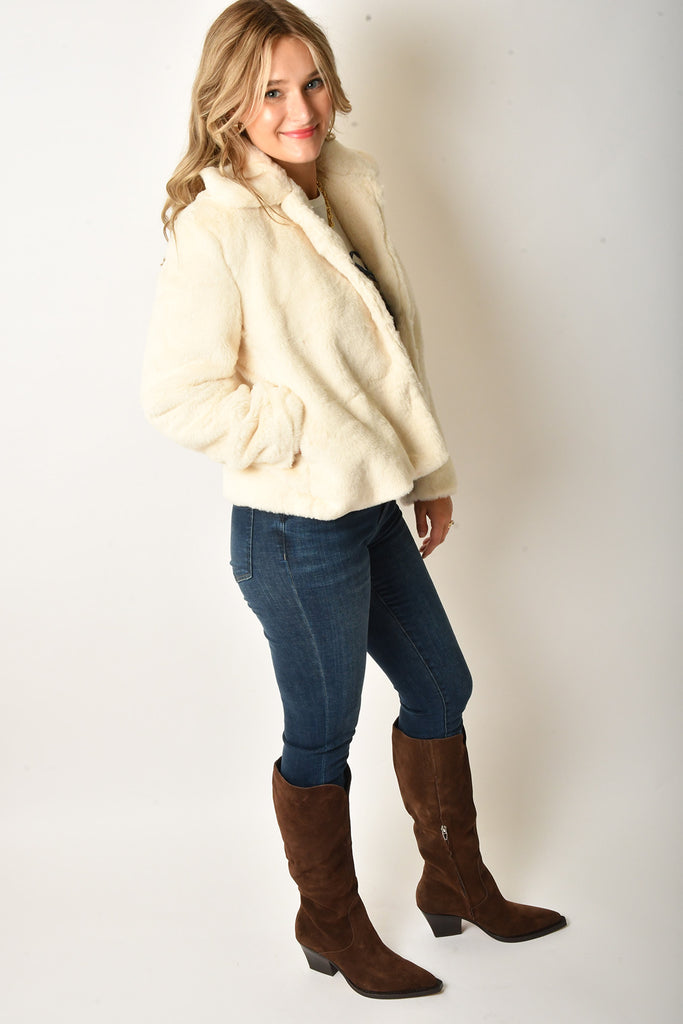 FAUX FUR SNAP JACKET