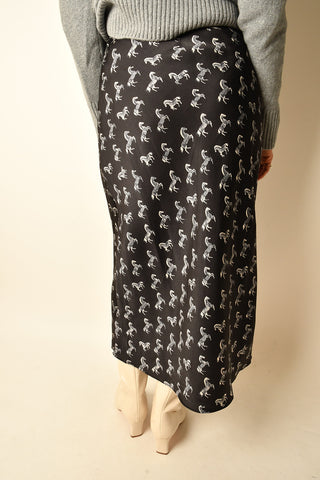 EQUINE MOTIF SATIN SKIRT
