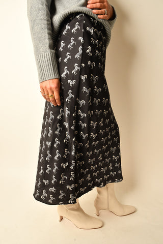 EQUINE MOTIF SATIN SKIRT