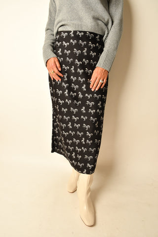EQUINE MOTIF SATIN SKIRT