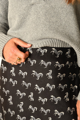 EQUINE MOTIF SATIN SKIRT