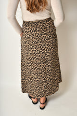 LEOPARD MAXI SLIP SKIRT