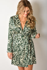 SATIN BOTANICAL WRAP DRESS