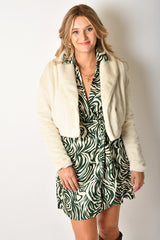 SATIN BOTANICAL WRAP DRESS