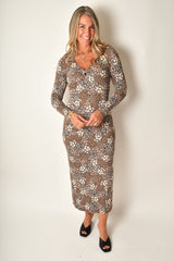EXHALE SABLE FLORAL MIDI DRESS