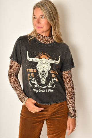 FREE SOUL COW SKULL TEE