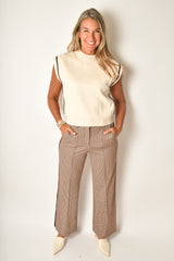 KNIT HOUNDSTOOTH WIDE LEG