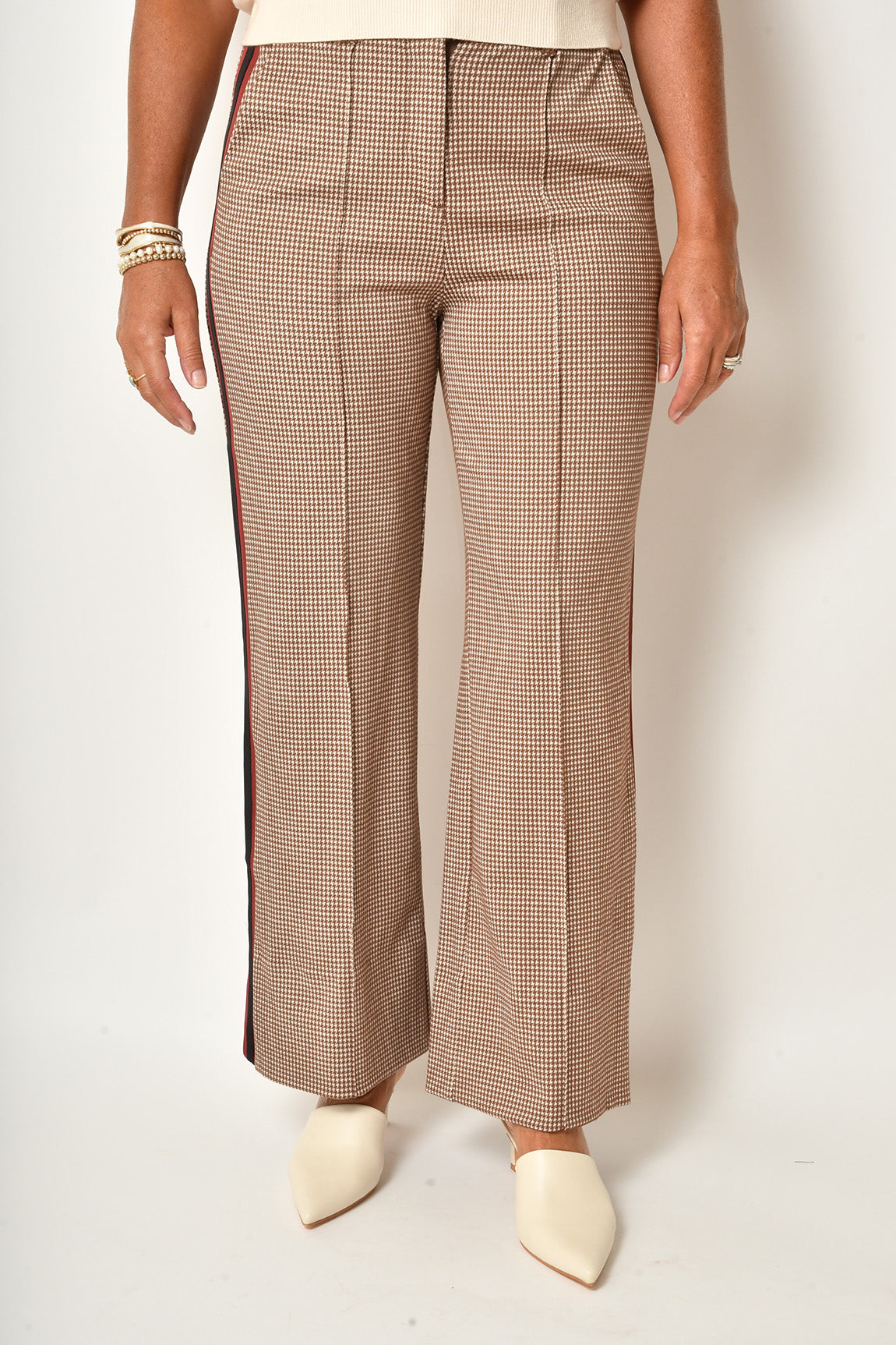 KNIT HOUNDSTOOTH WIDE LEG