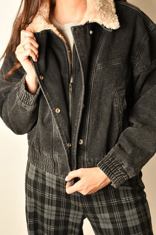 DENIM SHERPA COLLAR JACKET