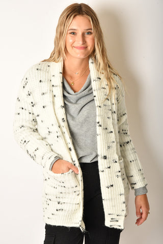 FLOCKED OPEN CARDIGAN