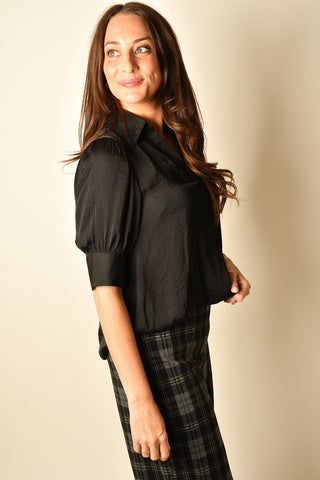 ELOWEN HI LOW BUBBLE HEM BLOUSE