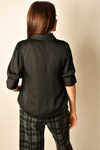 ELOWEN HI LOW BUBBLE HEM BLOUSE