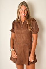 SUEDE SHORT SLEEVE DRESS