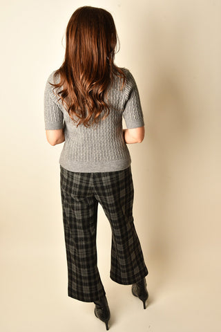 ROSIE DENIM COLLAR CABLE KNIT TOP