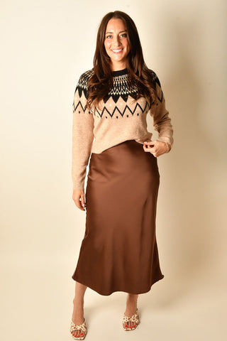 SATIN BIAS CUT SKIRT