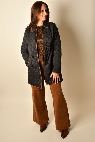 QUILTED ZIP CINCHED WAIST COAT