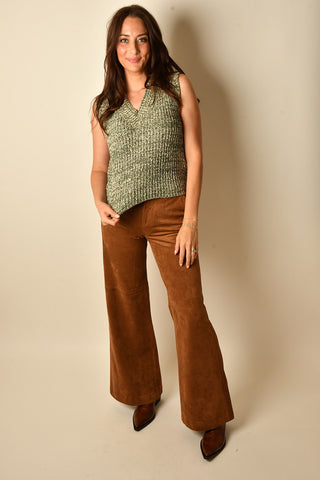 OLIVE V-NECK CHENILLE VEST