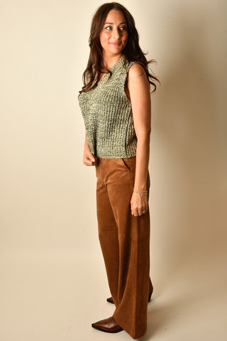 OLIVE V-NECK CHENILLE VEST