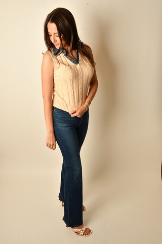 MONICA DENIM COLLAR VEST