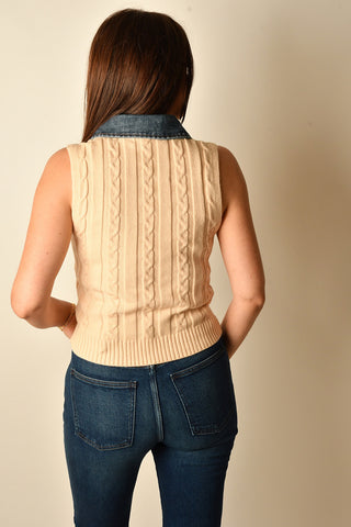 MONICA DENIM COLLAR VEST