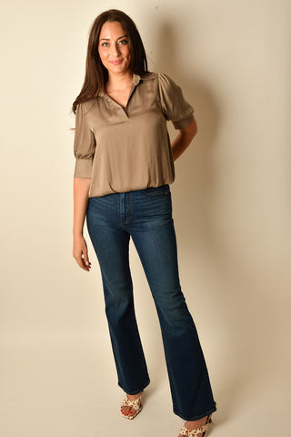 ELOWEN HI LOW BUBBLE HEM BLOUSE