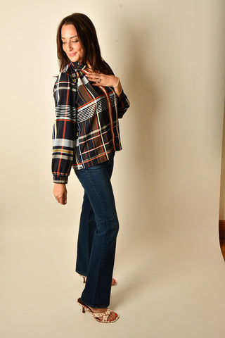 AUTUMN PLAID FLOWY BLOUSE