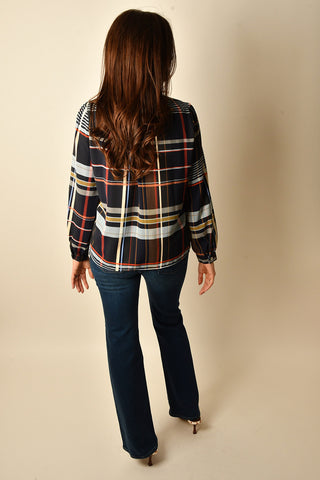 AUTUMN PLAID FLOWY BLOUSE
