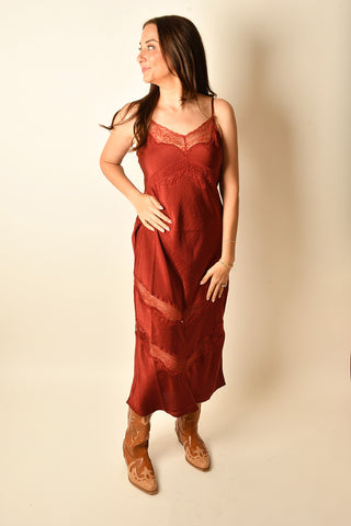 BRUNO LACE INSET MIDI DRESS