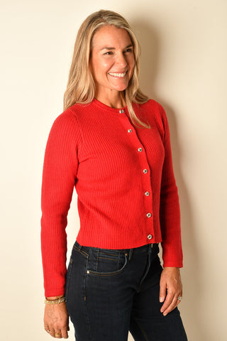 SCARLET BUTTON DOWN CARDIGAN