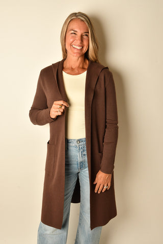 OPEN LONG HOODED CARDIGAN