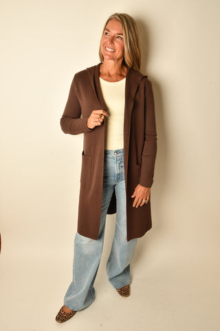 OPEN LONG HOODED CARDIGAN