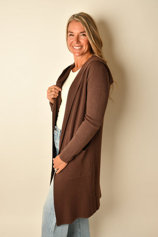 OPEN LONG HOODED CARDIGAN