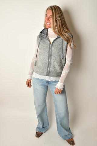 HOODED BOUCLE VEST