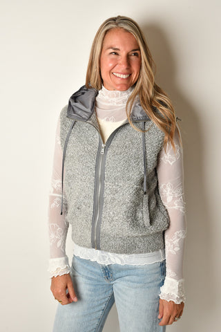 HOODED BOUCLE VEST