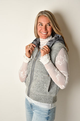 HOODED BOUCLE VEST
