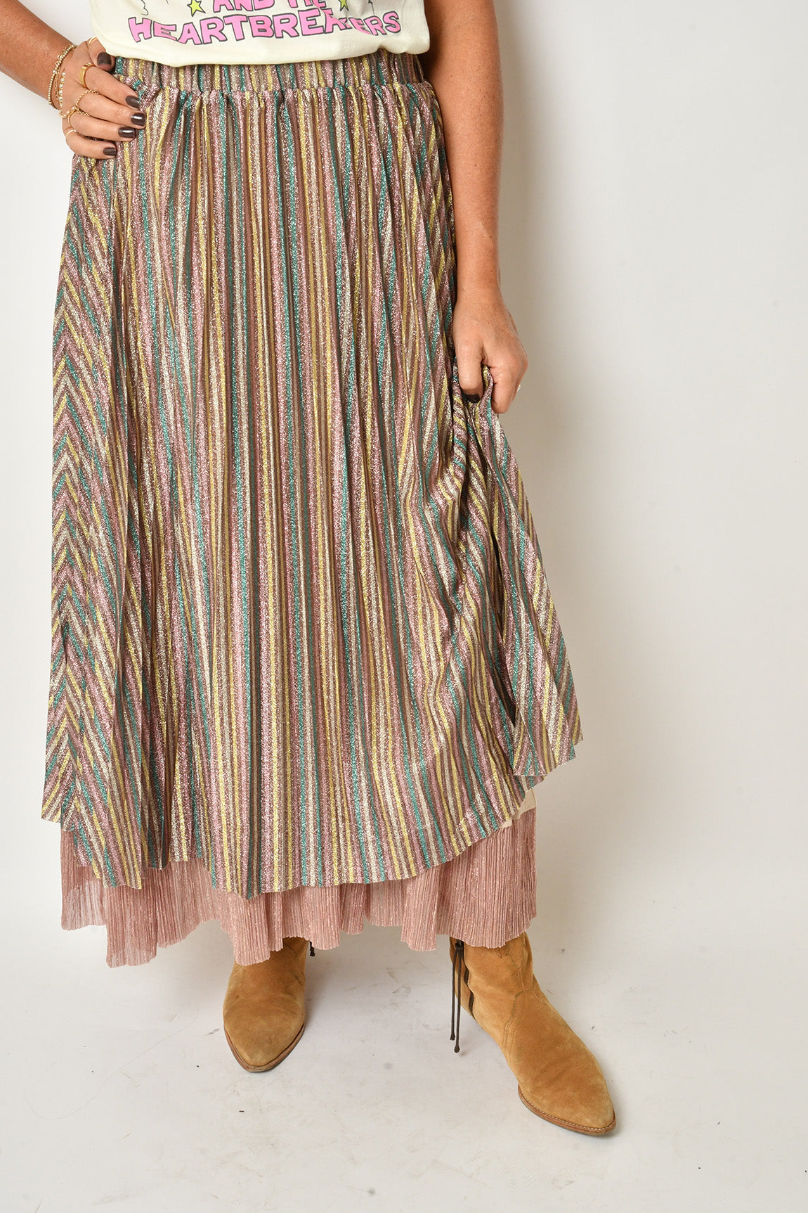 SHIMMER PLEAT SKIRT