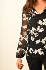 FLORAL SHIRRED BLOUSE