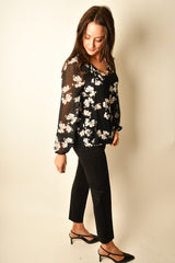 FLORAL SHIRRED BLOUSE