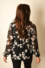 FLORAL SHIRRED BLOUSE