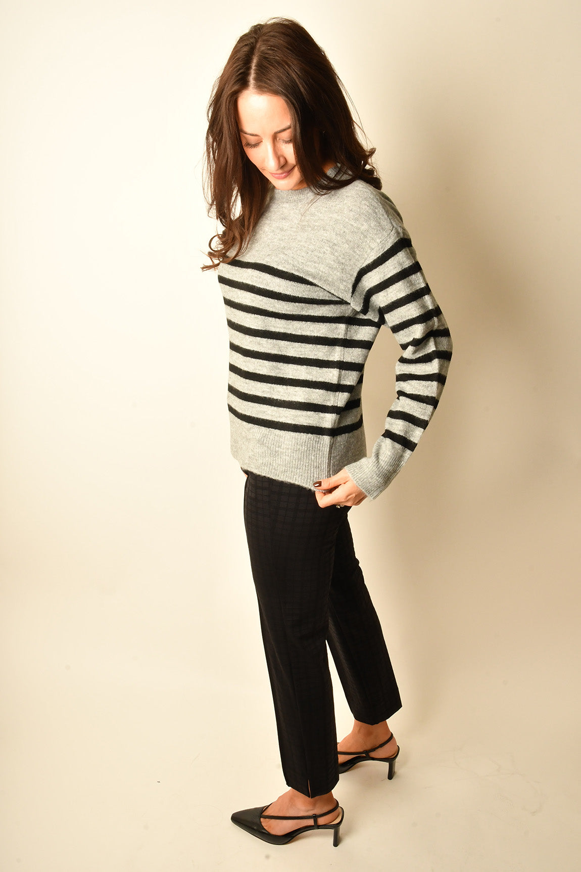 STRIPE DROP SHOULDER SWEATER