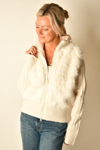 FAUX FUR MIX RIB JACKET