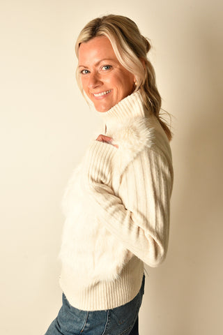 FAUX FUR MIX RIB JACKET