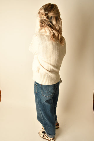 FAUX FUR MIX RIB JACKET