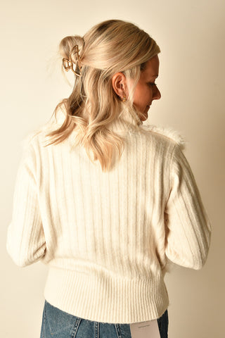 FAUX FUR MIX RIB JACKET