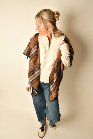 PLAID TRIANGLE SHAWL
