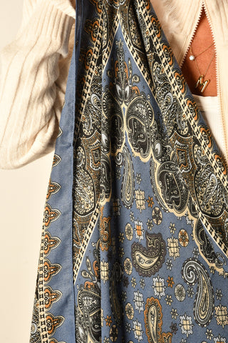 BLUE PAISLEY WRAP SCARF