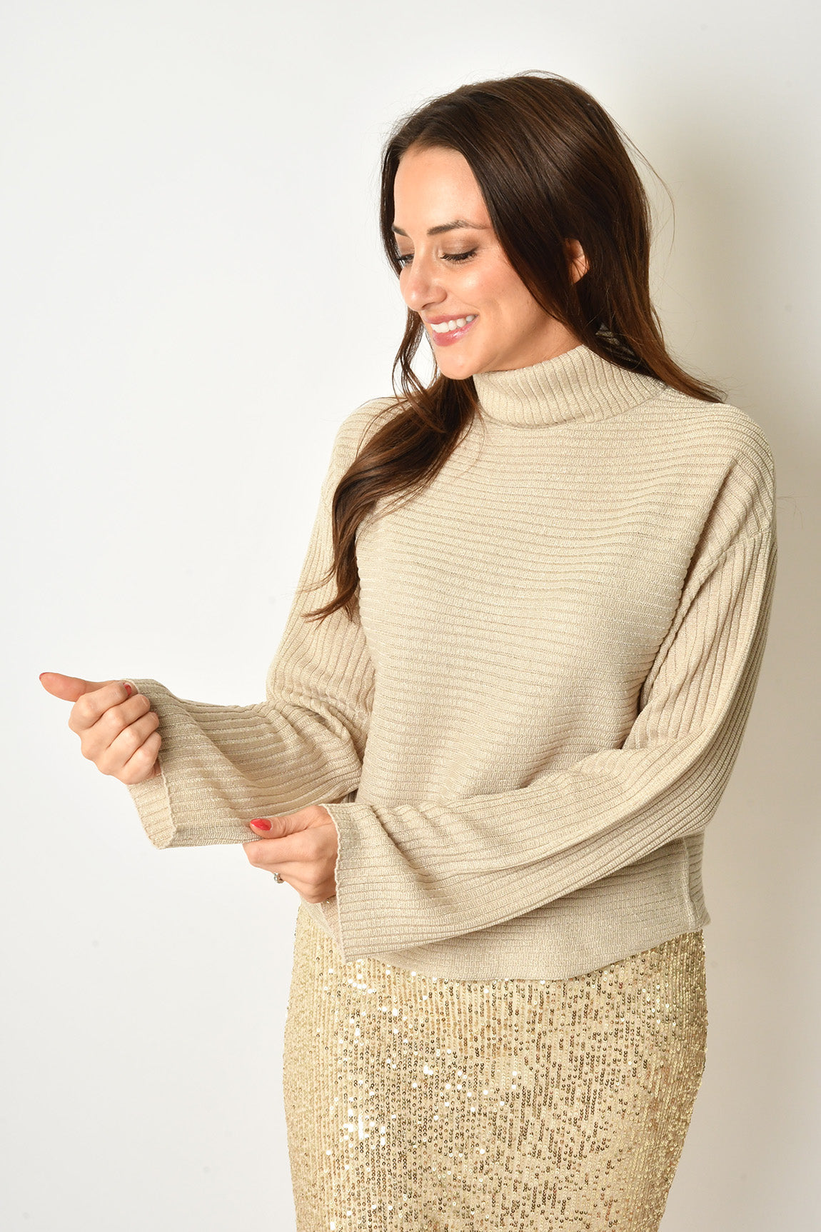 TURTLENECK SHIMMER TOP